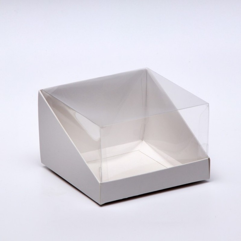 Коробка для бенто торта 13 х 13 х 8,5 см с прозрачной крышкой