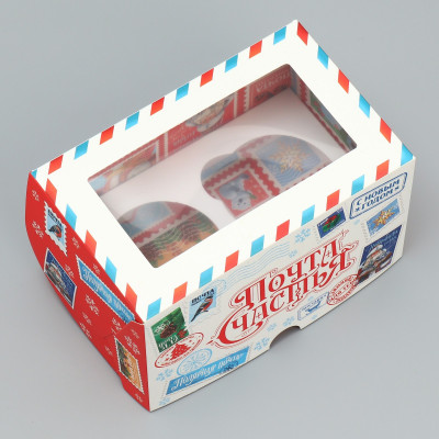 Коробка на 2 капкейка «Почта счастья», 16 х 10 х 10 см