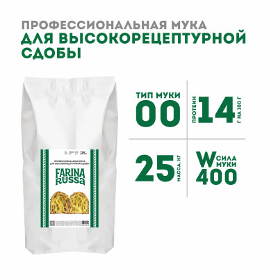 Профессиональная мука для высокорецептурной сдобы W400 Farina Russia, 1 кг