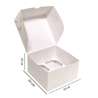 Коробка на 4 капкейка белая БЕЗ ОКНА
