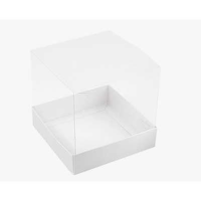 Коробка белая с прозрачной крышкой без вкладыша 10 х 10 х 10 см 