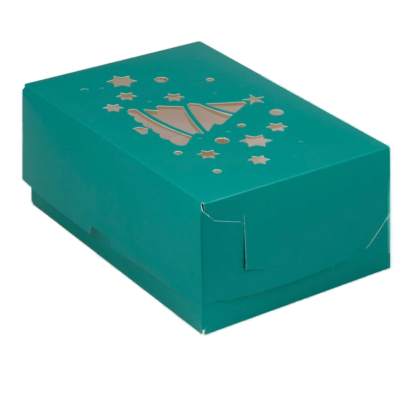 Коробка на 6 капкейков Елка зеленая матовая 