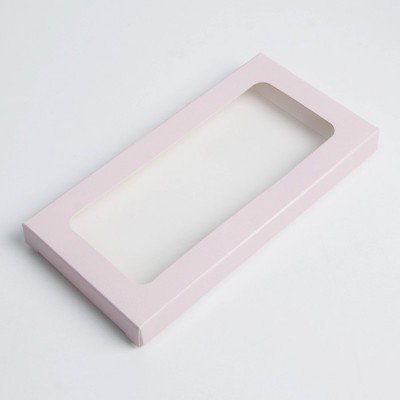 Коробка для плитки шоколада Розовая с окном 17,4 х 8,8 х 1,5 см