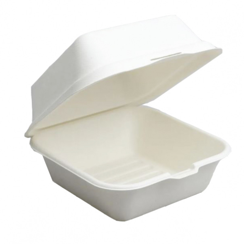 Коробка для бенто торта сахарный тростник, 152,4 х 152,4 х 88,8 мм белая