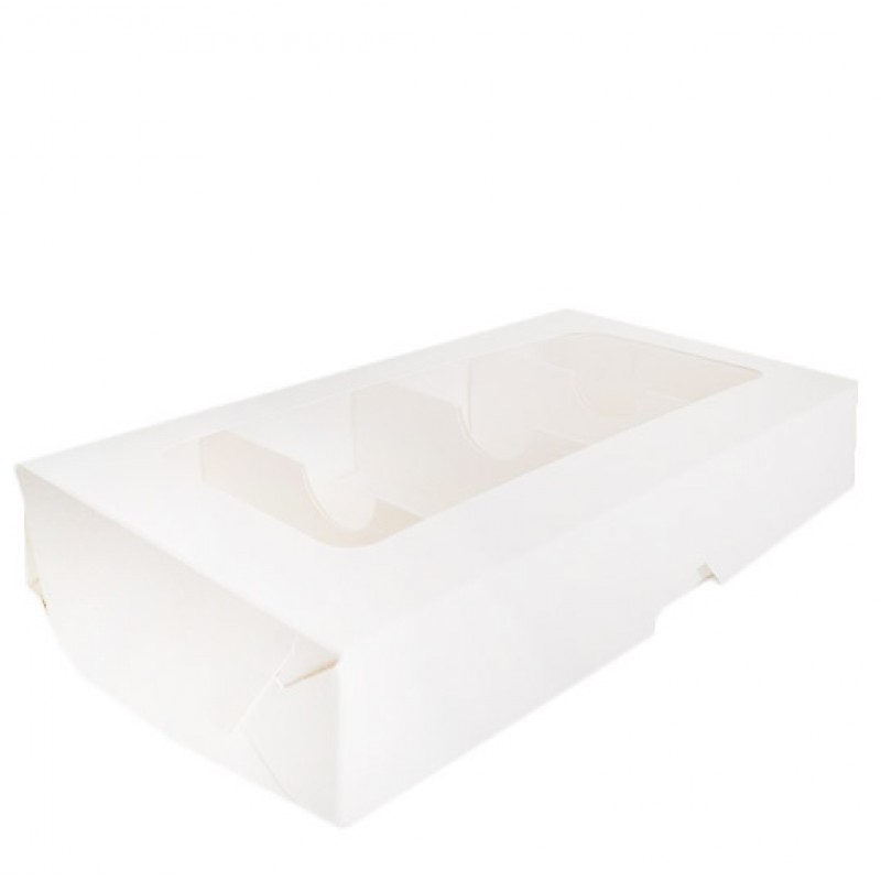 Коробка для дегустационных наборов тортов/пирожных 25 х 13х 4 см на 4 ячейки белая