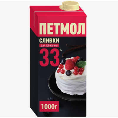 Сливки Петмол 33%, 1л