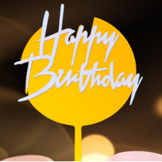 Топпер "Happy Birthday" золото, белый, 11х18см