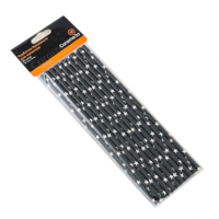 Трубочки бумажные "Чёрная с белыми звёздами" h=20см, d=0,6см, 25шт