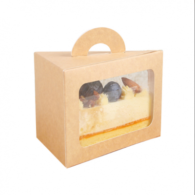 Коробка под кусочек торта с окном крафт треугольная 13 х 9 х 9,5 см