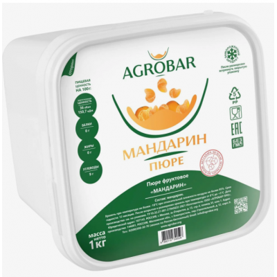 Пюре замороженное мандарин AGROBAR 1 кг