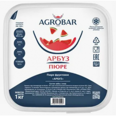 Пюре замороженное Арбуз, AGROBAR, 1 кг