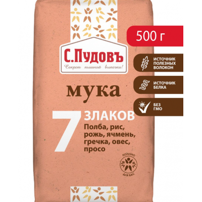 Мука 7 злаков "Пудовъ", 0,5 кг