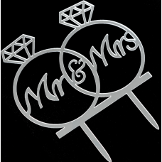 Топпер "Mr & Mrs" серебро два кольца 13х10
