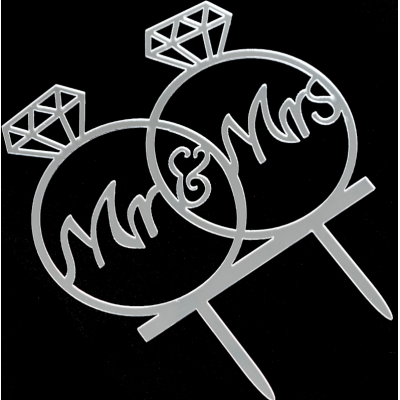 Топпер "Mr & Mrs" серебро два кольца 13х10