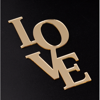 Топпер Love вертикальный золото 5х10см