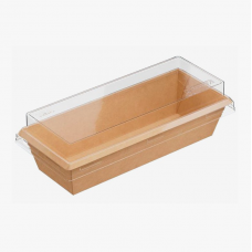 Коробка для пирожных 21,5 Х 8,5 Х 5 крафт с прозрачной крышкой