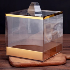 Коробка для бенто 15 х 15 х 15см с ложементом и подложкой, золото