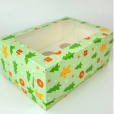 Коробка на 6 капкейков НОВЫЙ ГОД с окном