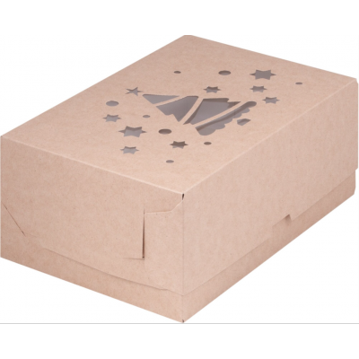 Коробка на 6 капкейков Ёлка крафт