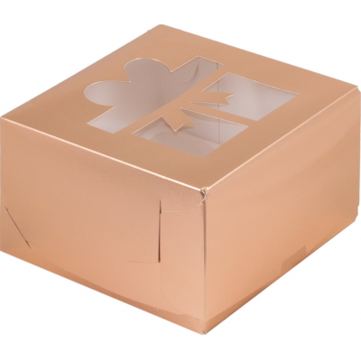 Коробка на 4 капкейка подарок НГ золото