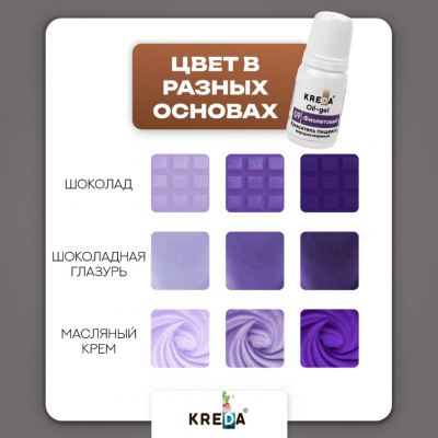 Краситель гелевый жирорастворимый, фиолетовый, 10мл, KREDA