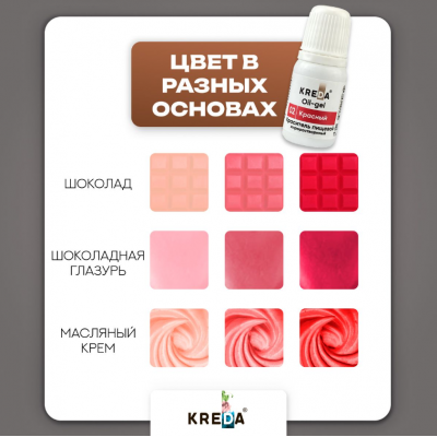 Краситель гелевый жирорастворимый, красный, 10мл, KREDA