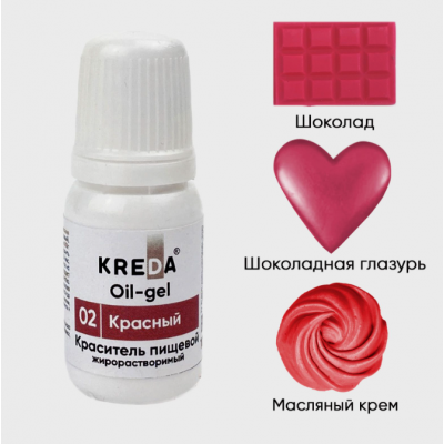 Краситель гелевый жирорастворимый, красный, 10мл, KREDA
