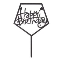 Топпер "Happy Birthday" черный пятиганник